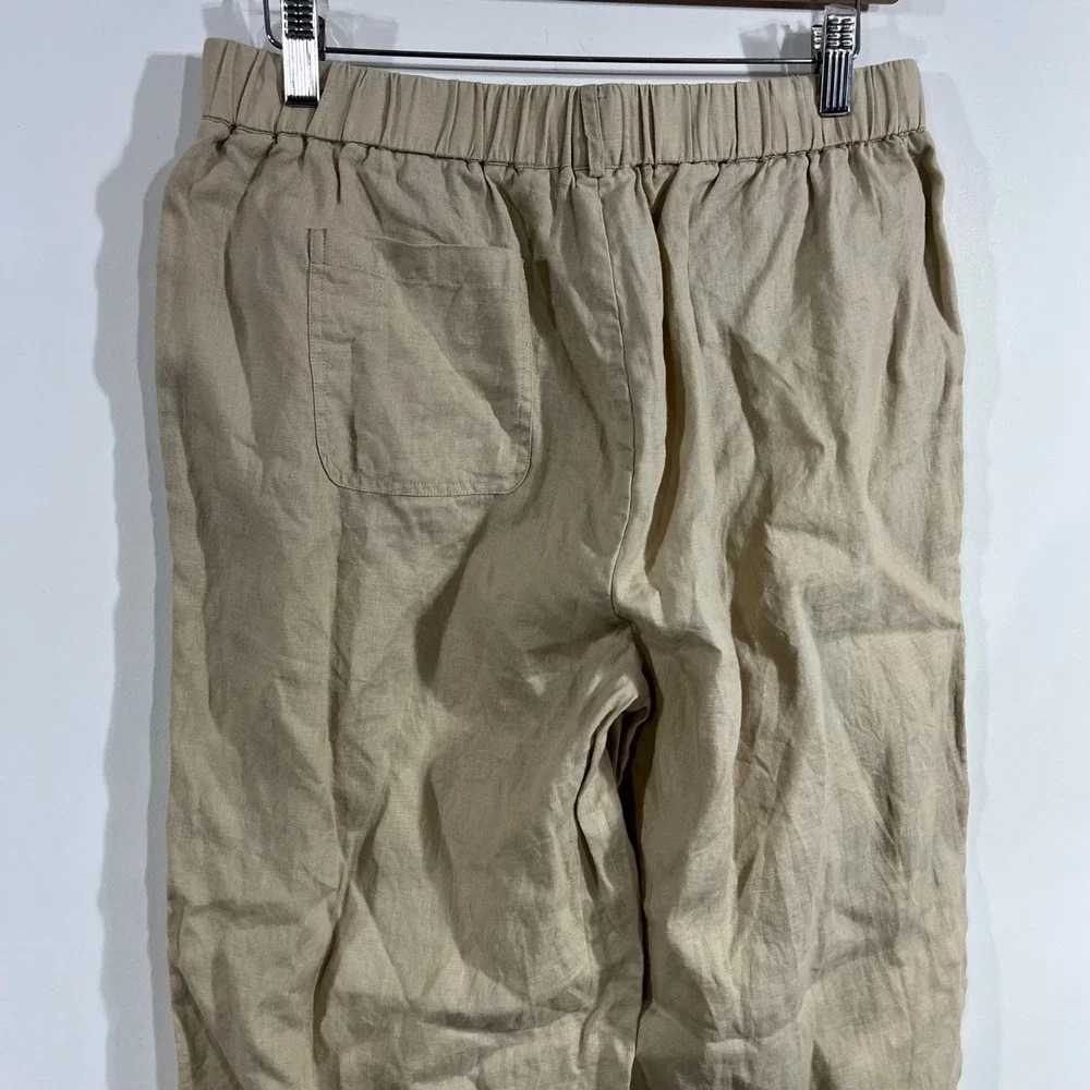 Quince Coastal Minimalist 100% European Linen Wide Leg Pants Beige Womens Medium